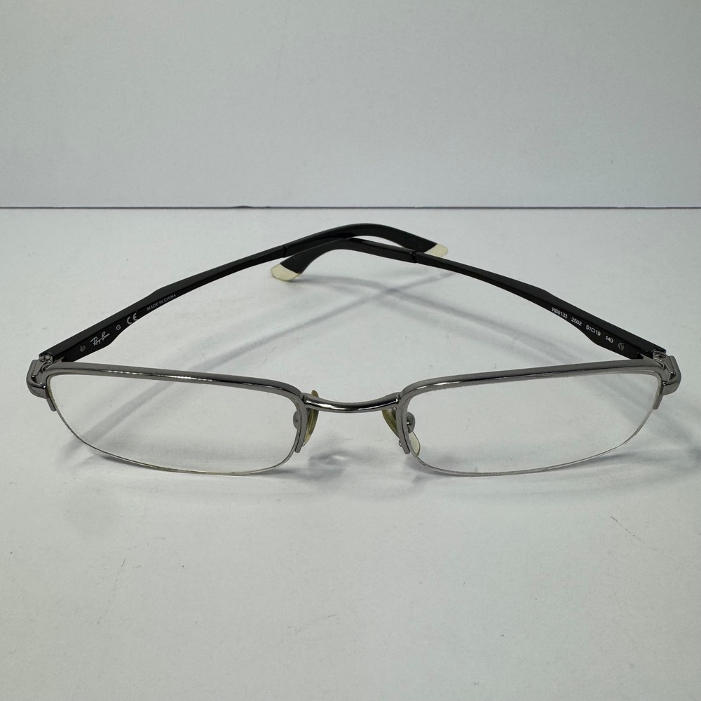 Ray-Ban RB6133 2502 Gunmetal Black Semi-Rimless Rectangular Eyeglasses 51-19-140